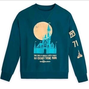 Disneyland Take Care Of Yourself Oversized XS Teal Pullover